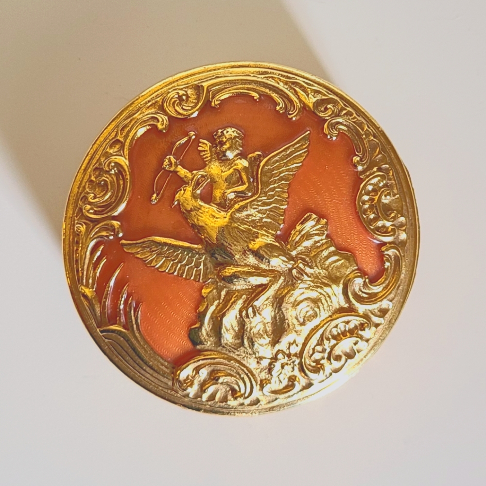 Joan Rivers Repousse Enamel Pheonix Cupid Trinket Jewerly Box